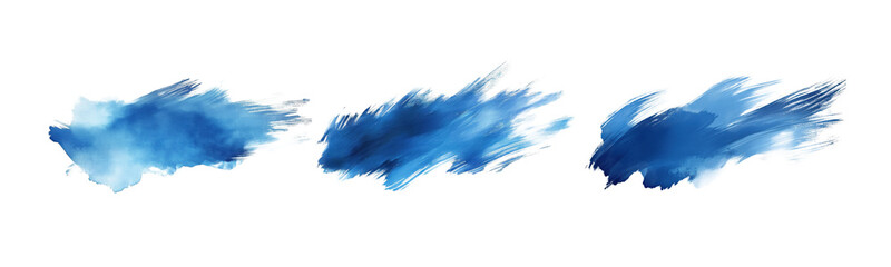 blue abstract paint strokes on transparent background