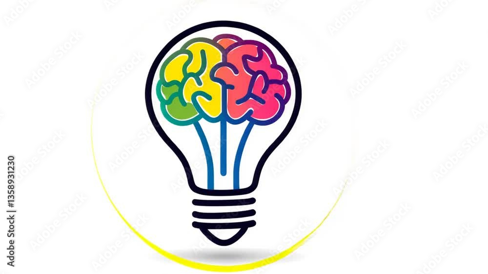 Poster creative idea represented by a brain inside a lightbulb design generative ai
