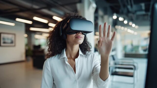 Video of Indian Business woman Wearing VR Headset | Woman Wearing Virtual Reality Glasses | Augmented Reality Experience by a Business Woman Video