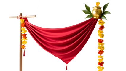Gracefully Draped Red Cloth Hanging Elegantly