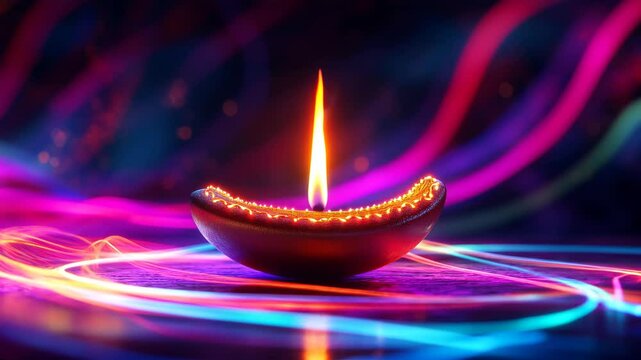 Video of decorative diya lamps placed on a rangoli during diwali festive celebration in india video