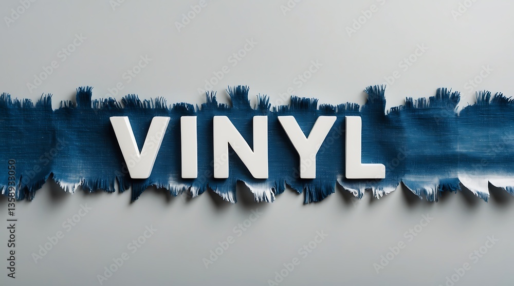 Poster frayed vinyl letters on textured blue surface adding unique character to the display