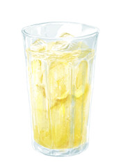 グラスに入ったジンジャーエールの水彩イラスト