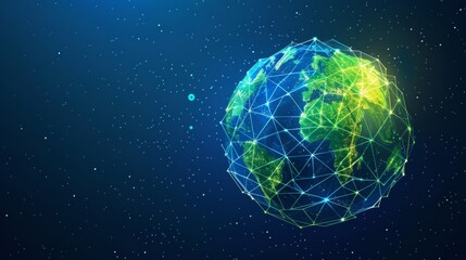 Global Network Background. Futuristic Fintech Abstract Poster. Digital Earth Globe Concept. Future Cyber Security Hologram. 3d AI Technology Holography.