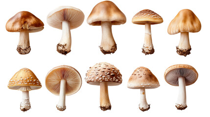 Mushrooms on a transparent background.