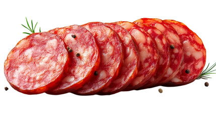 Sliced sausage on a transparent background.