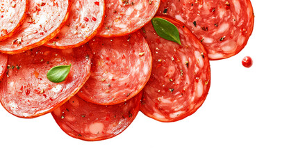 Sliced sausage on a transparent background.