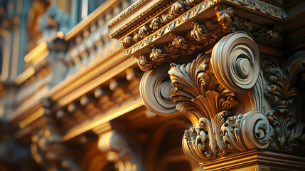 Fototapeta premium Ornate architectural detail showcasing intricate carvings and elegant design.
