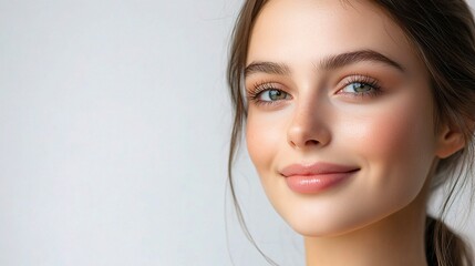 Fototapeta premium Close-Up Portrait of a Beautiful Woman with Stunning Features