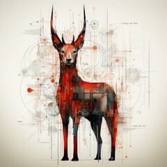 Bold and Vibrant Red Animal Shapes with Textured Details