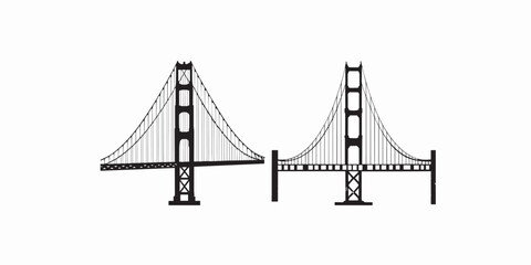 Obraz premium Print Golden gate bridge silhouette isolated on white background.Vector illustration.