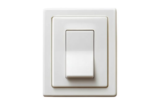 white rectangular light switch on white background