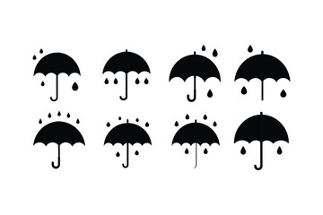 Umbrella Silhouette Under Falling Raindrops for your project.