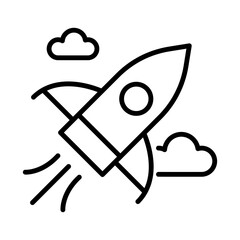 rocket vector icon, symbolizing launching, start up business, and breakthough