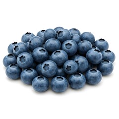 Several blueberries on a white background