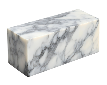 gray and white marble block on transparent background