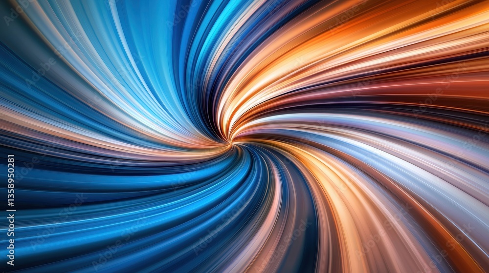 Poster dynamic swirl of colors representing motion and lapse of time on a stretching road