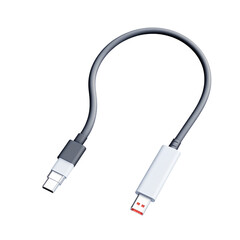 Obraz premium Photo of a charger with a Type-C cable on a transparent background, png