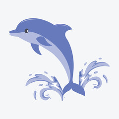 illustration of a  blue dolphin fish on a white background