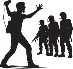 Activist facing police artwork