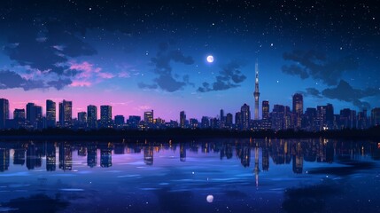 A panoramic night view of Tokyoâ€™s illuminated skyline. 