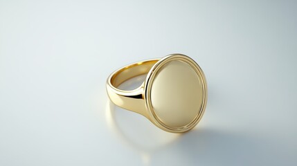 Elegant gold ring with blank round space, studio shot