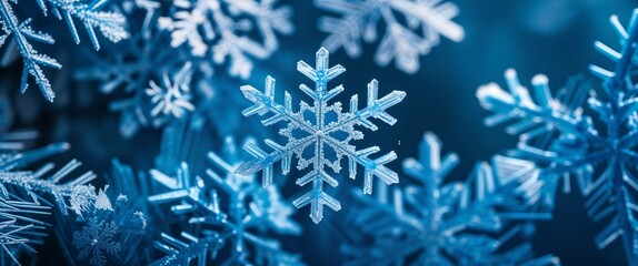 cyan theme snowflakes macro zoom close up design texture background