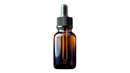 Fototapeta premium Amber dropper bottle with a black lid.