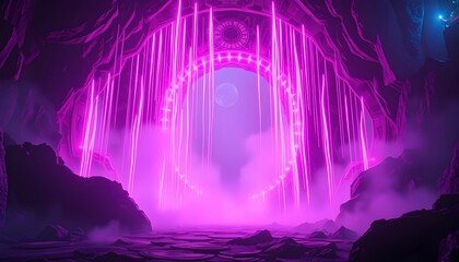 Mystical Portal to Another Dimension of Neon Illumination