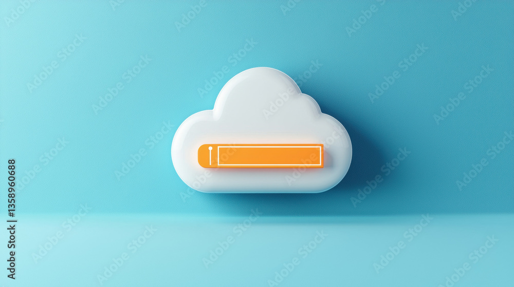 Poster cloud base file storage minimalist cloud storage icon with progress bar on blue background