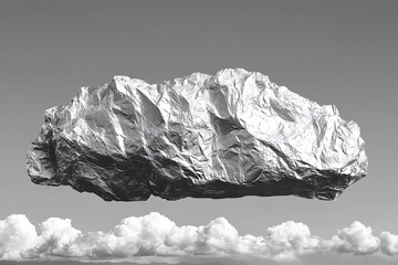 Obraz premium Surreal Cloudscape Composition with Metallic Foil and Cumulus Vapor