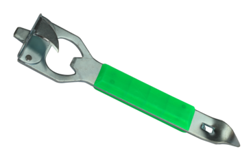Green multi-purpose opener isolated on transparent background