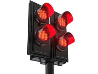red traffic light on white, PNG