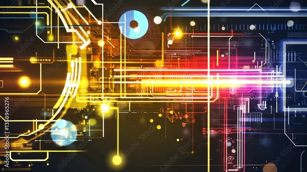 Poster vibrant geometric abstract tech design generative ai