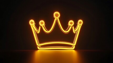 Glowing neon crown icon in golden yellow with sparkling accents on dark background

