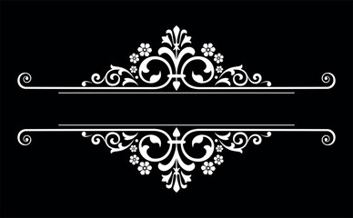 Vintage black and white element. Graphic vector design. Damask graphic ornament