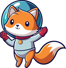 Cheerful Fox Cosmonaut Exploring Space