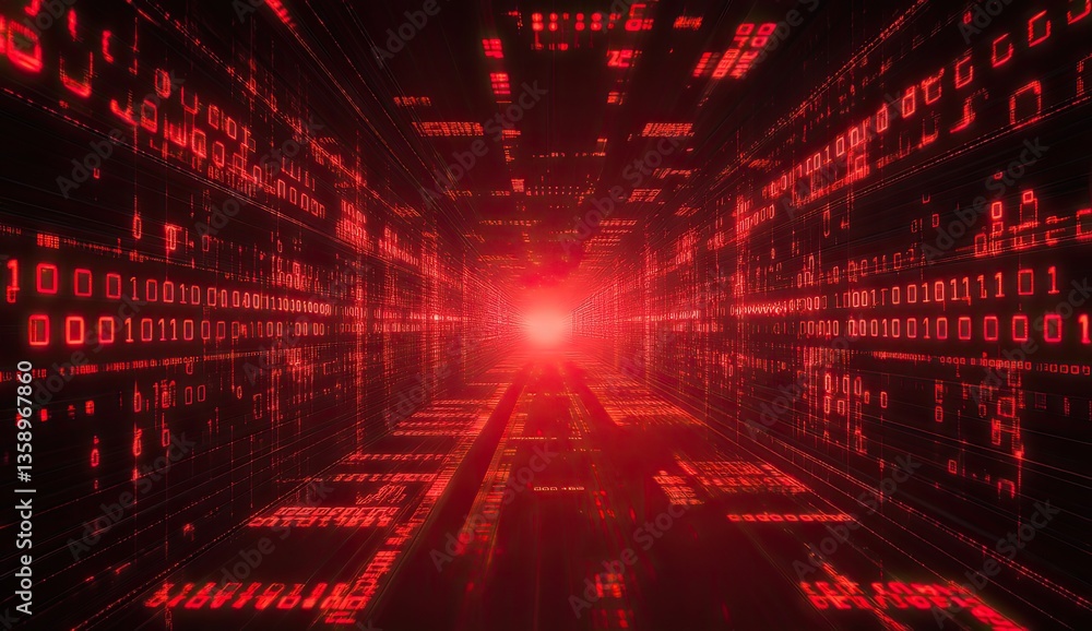 Poster digital tunnel of binary code