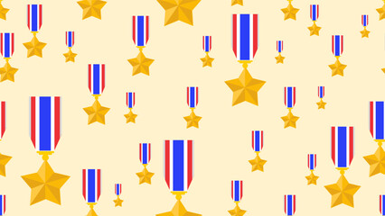 Gold medal seamless pattern. Medallion pattern. Medallion illustration pattern. Medallion background. Perfect for fabrics, textile, wallpaper, and decor