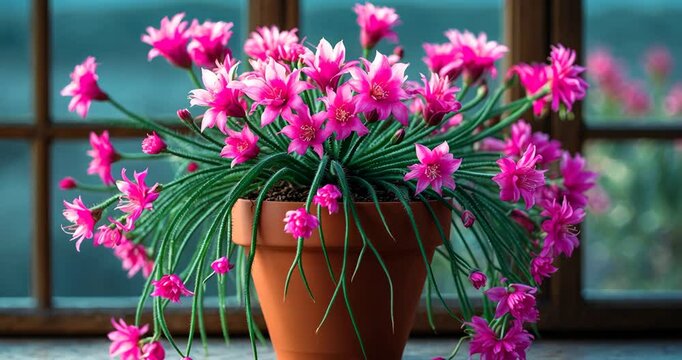 Enhance Your Windowsill with a Cactus in Full Bloom.