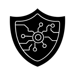 Digital security shield with circuit design in black style