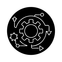 Process automation gear icon in black circle