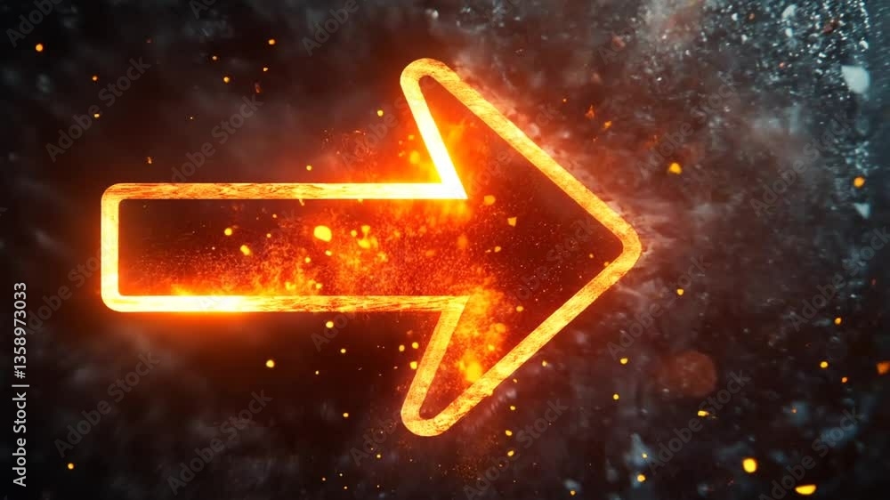 Poster explosion simulation showcasing a fiery arrow sign in motion generative ai