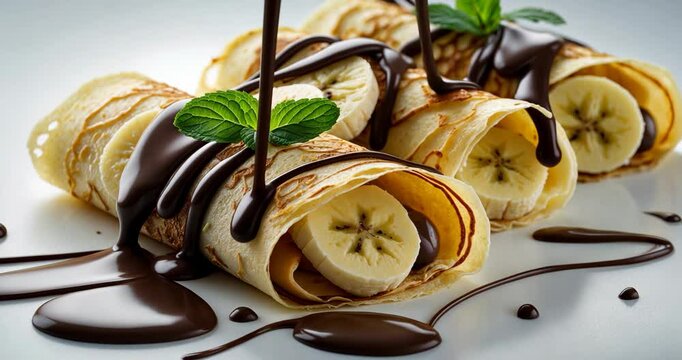 Crepes Featuring Banana and Chocolate