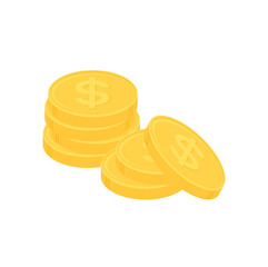 golden coins isolated on white background