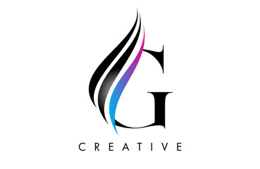 G letter Logo Icon serif font with Creative swoosh curves and elegant design vector