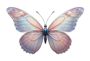 Obraz premium Elegant Butterfly in Soft Pastel Shades PNG, Perfect for Delicate Designs, Transparent Background