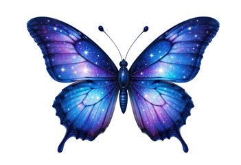 Galaxy Butterfly PNG, Deep Blue, Purple, and Pink with Starry Glow, Transparent Background