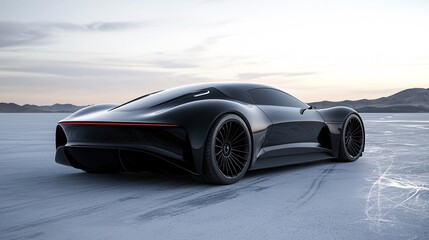 Fototapeta premium Electric supercar with next-gen solid-state lighting for minimal energy use.