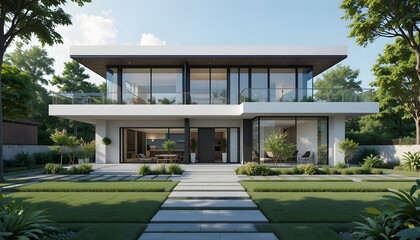 Fototapeta premium Luxury Modern Home Green Scenery